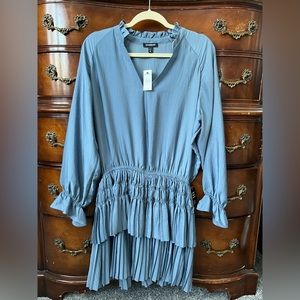 Express Blue Pleated Dress